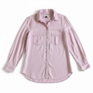 Old Navy Tencel Button Down Shirt Longline Preppy Pale Pink Utility XS